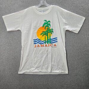 VINTAGE Jamaica Men Shirt XL White Single Stitch Fun Tops Sun Beach 90s READ‎